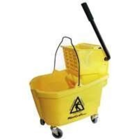 SIMPLE SPACES 9130 Mop Bucket with Ringer, 32 qt Capacity, Plastic Bucket/Pail, Plastic Wringer, Yellow 9130